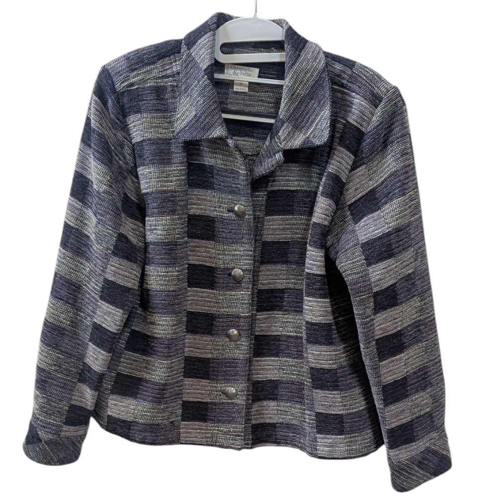 Christopher And Banks, Shades Of Blue And Gray Button Down Blazer. Medium